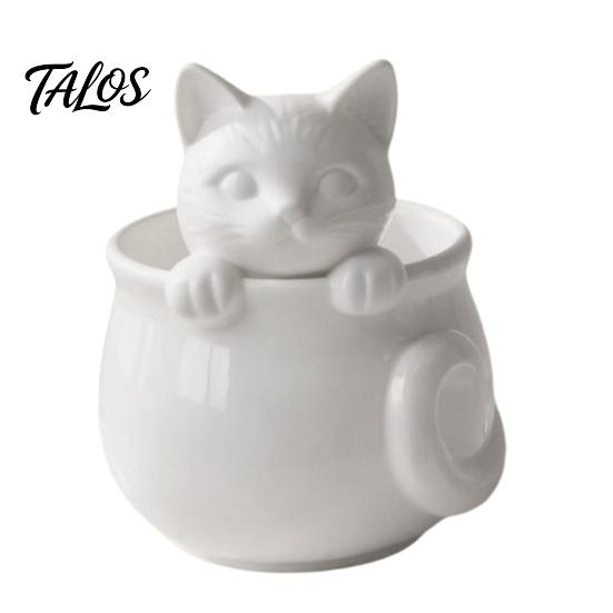 Talos 3D Printed Cat Teacup, Cute Coffee Cup, Figurine Mugs, Holiday and Birthday Gift for Milk Tea Lovers