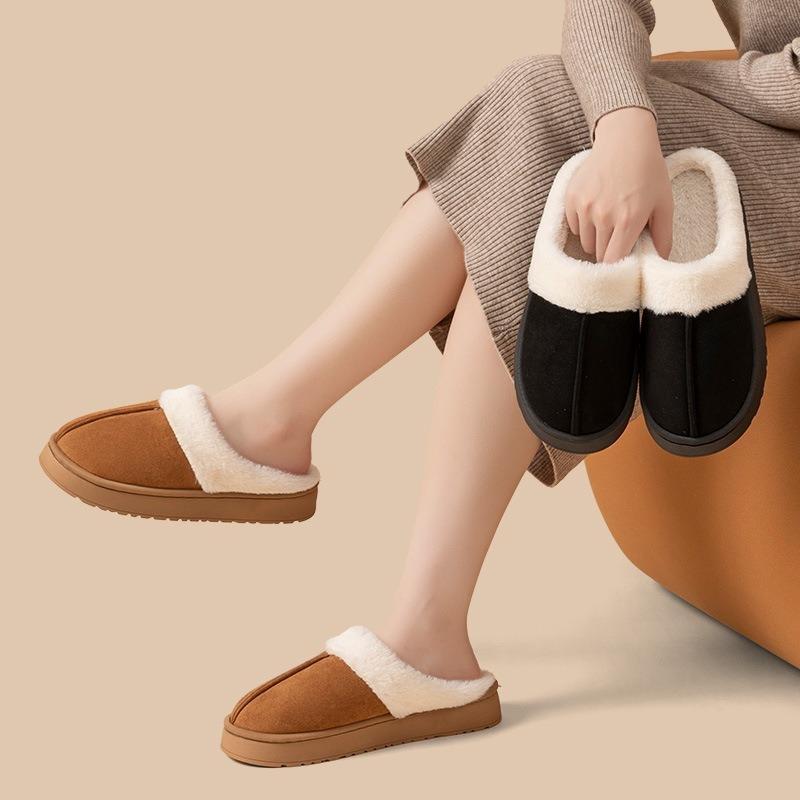 Couple Cotton Slippers Women's Autumn and Winter New Indoor Home Non-slip Thick Bottom Plush Warm Plush Slippers Men's