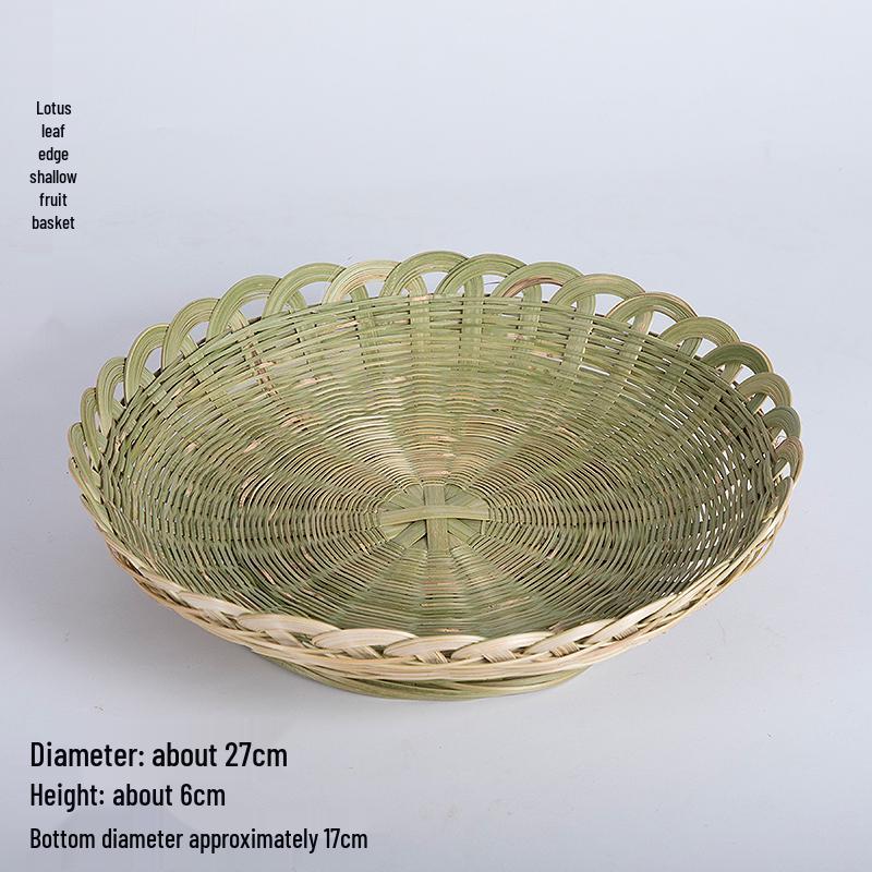 Handmade Bamboo Weaving Sieve Basket Storage and Snack Plate Set