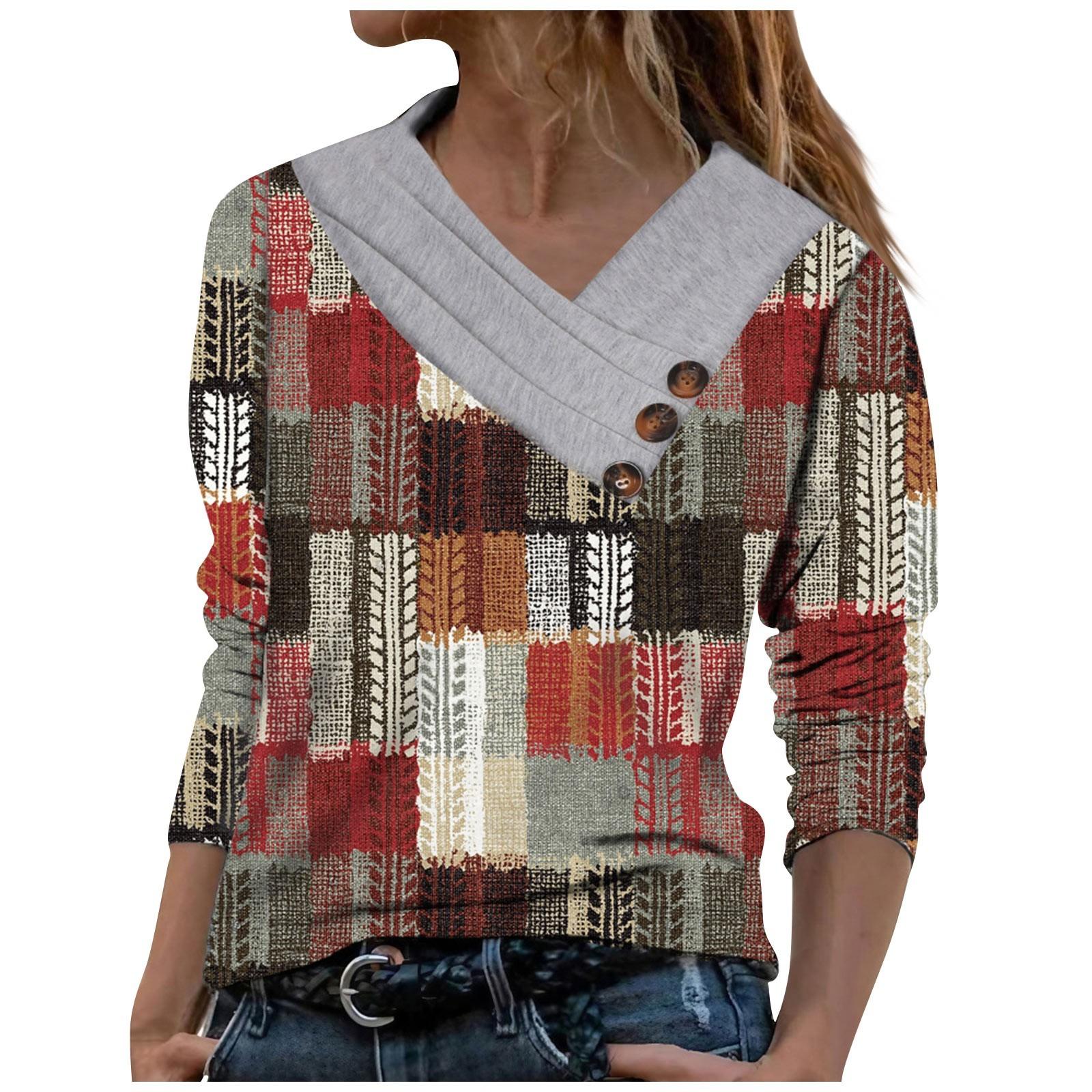 

Женская мода повседневная свободная футболка с воротником-шарфом и длинным рукавом на пуговицах XL винный