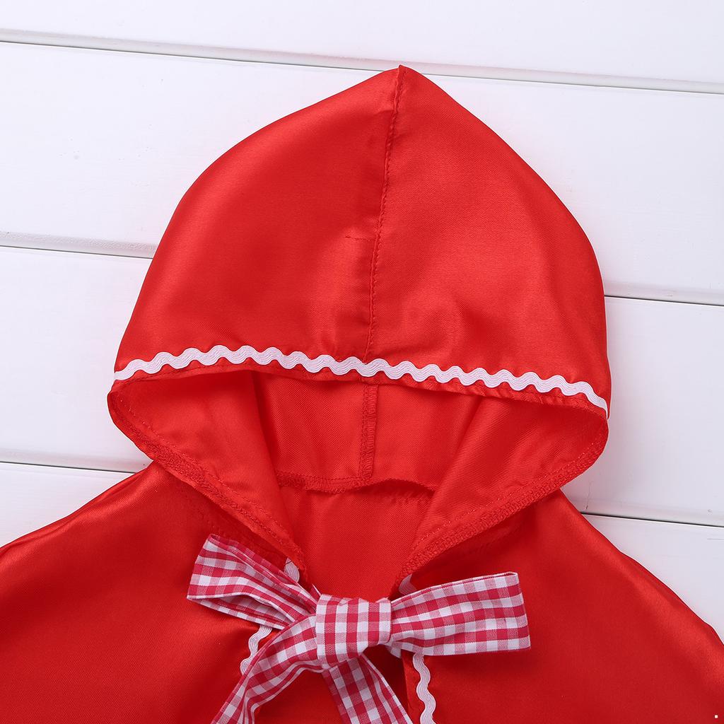 Girls Riding Hood Costume Satin Hooded Cloak Cosplay Cape Fancy Halloween Dress Robe Costume