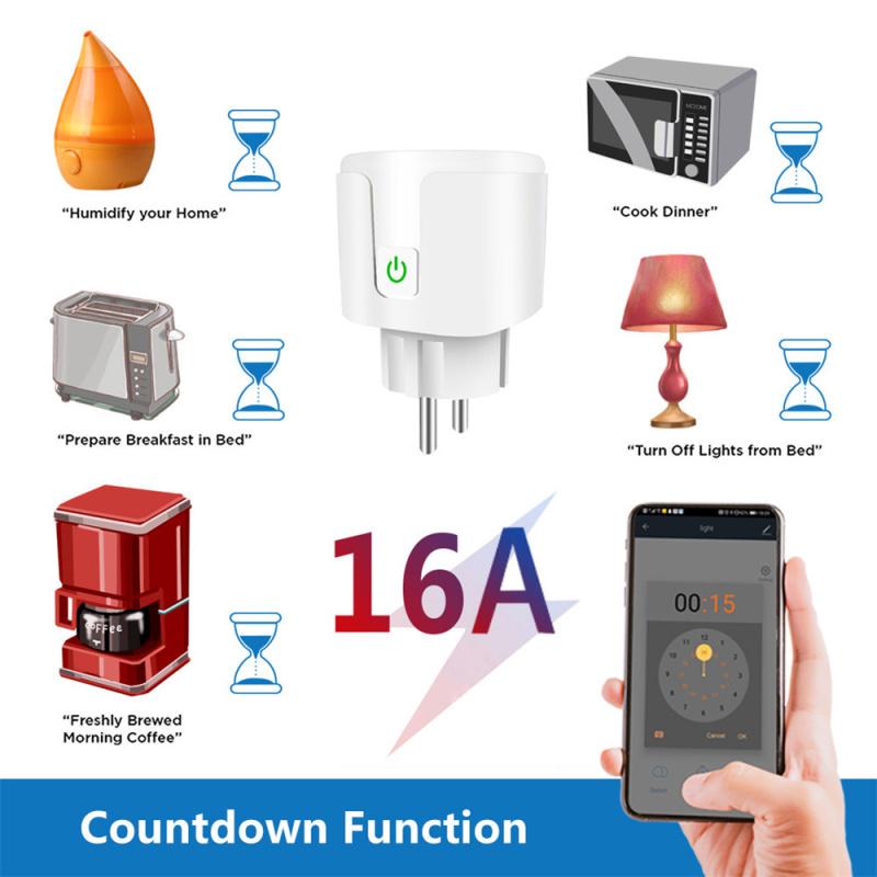 EU Wifi Smart Plug Wi-Fi Enabled Mini Socket App Remote Control Wireless Portable Automatic Timer Sockets with ON/OFF Switch for Light Electrical Appl