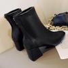 2021 Women's Square Toe Chunky Heel Martin Boots with Back Zipper - European & American Winter Style