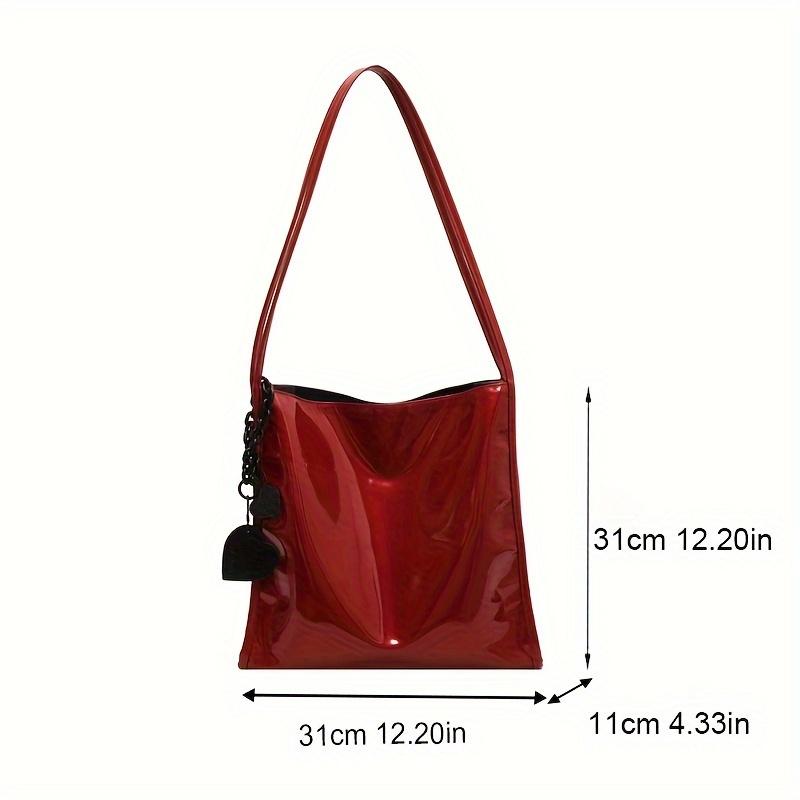 Modische geräumige Tragetaschen für Damen, Neue Leder-Umhängetasche für den Weg zur Arbeit, Einfache und vielseitige Handtasche in Unifarben