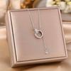 Women's Silver Titanium Steel Necklace with Micro-Inlaid Zircon - Elegant, Durable Clavicle Chain Jewelry
