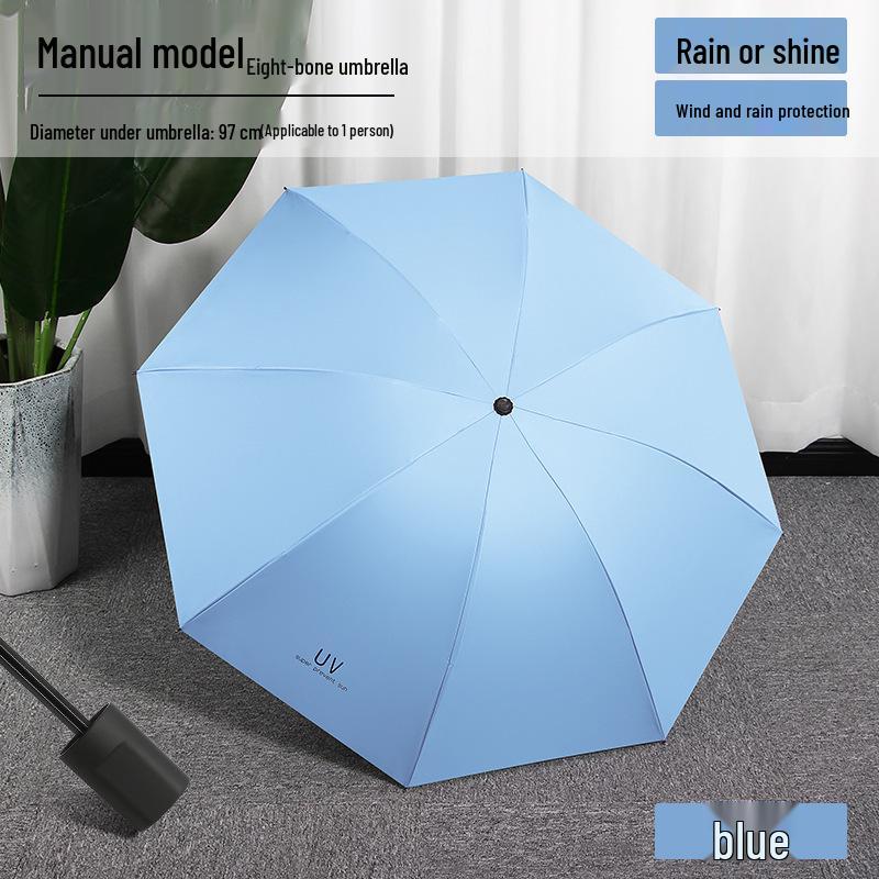 UV Protection Automatic Three-Fold Black Umbrella with Custom Logo for Men and Women