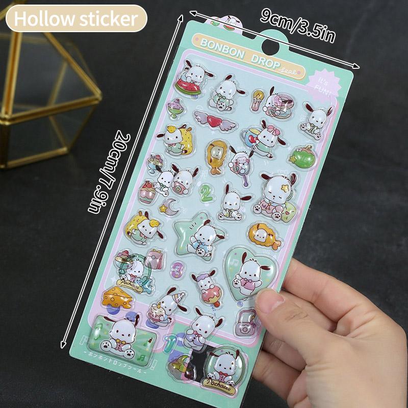 Sanrio Cartoon Sticker Hello Kitty Kuromi My Melody Aesthetic Sticker Cinnamoroll DIY Scrapbook Bonbon Drop Decal Party Favor