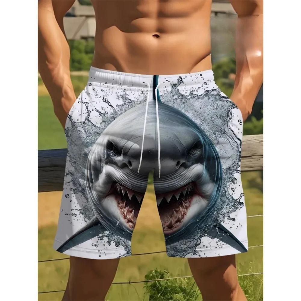 Fashionable Comfortable Plus Size Drawstring Loose 3D Shorts Men Creative Colorful Summer Leisure Holiday Cool Daily Versatile Shorts