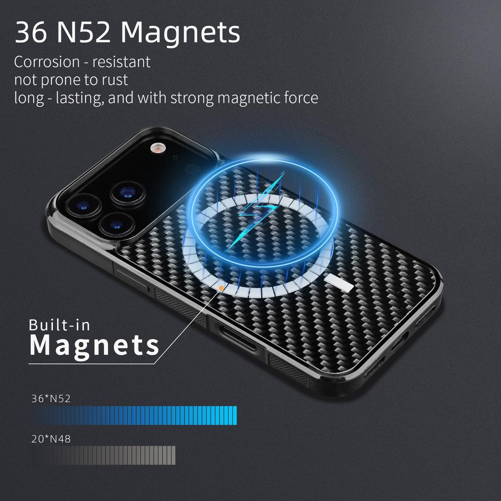 For iPhone 17 Pro Max Case Compatible with MagSafe Twill Texture Aramid Fiber TPU Shockproof Phone Cover