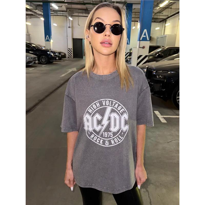 

Винтажная футболка в стиле хип-хоп - 100% хлопок, шикарный короткий рукав с европейским и американским винтажным принтом Medium