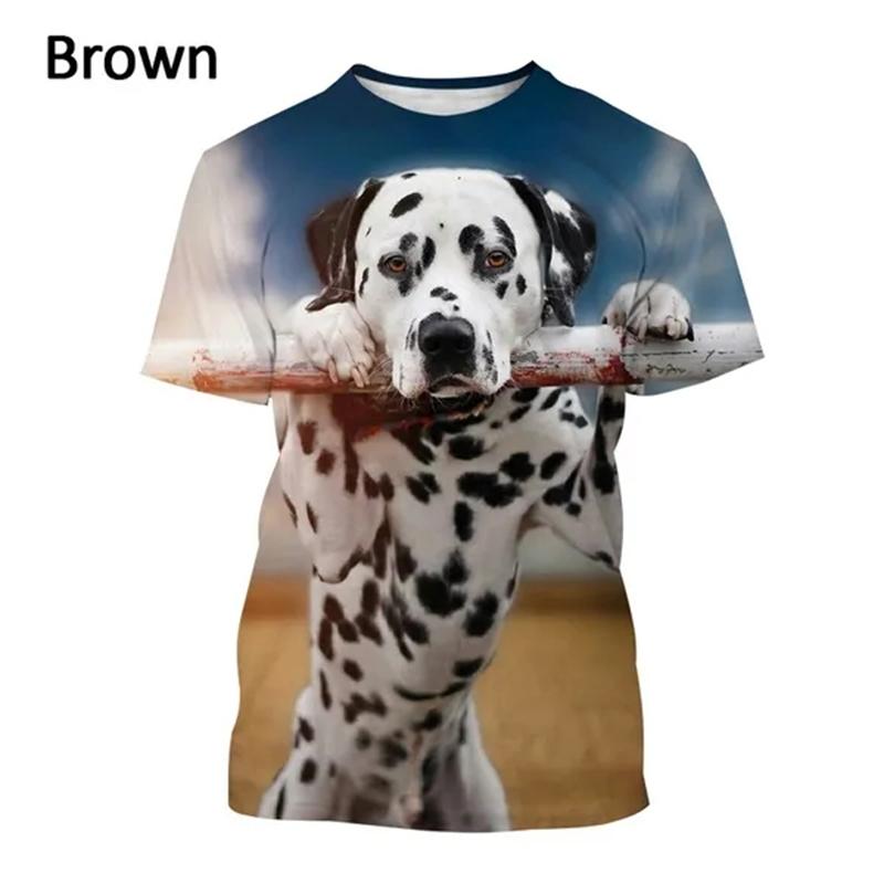 Fashion Dalmatian 3D Printed T-shirt with Spotted Dog, Summer Personalized Men's and Women's Short Sleeved T-shirt, Harajuku T-shirt Clothing