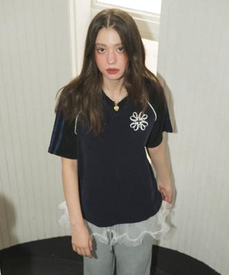 Baitalssain [Line] Clover Embroidered Terry T-Shirt (2C)