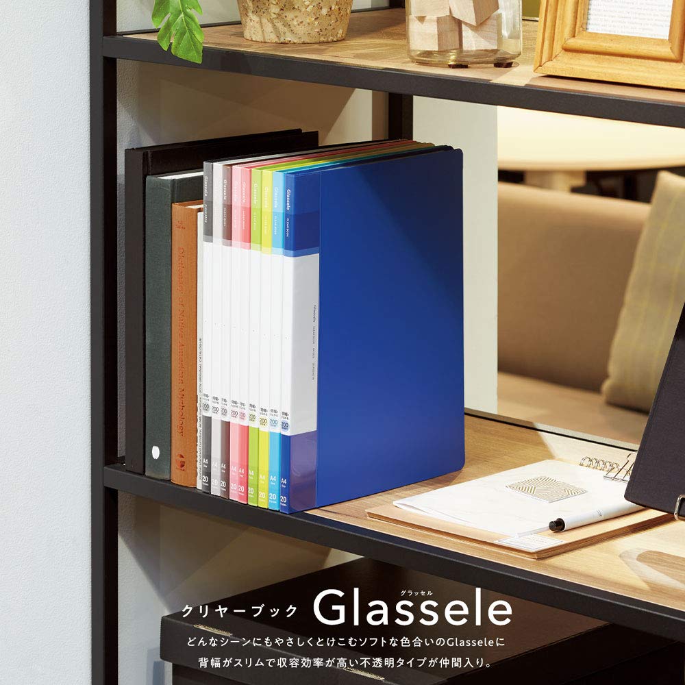 Kokuyo Glassel File Clear Fixed Light Book, Type, A4, Side, Green, La-GLB220LG