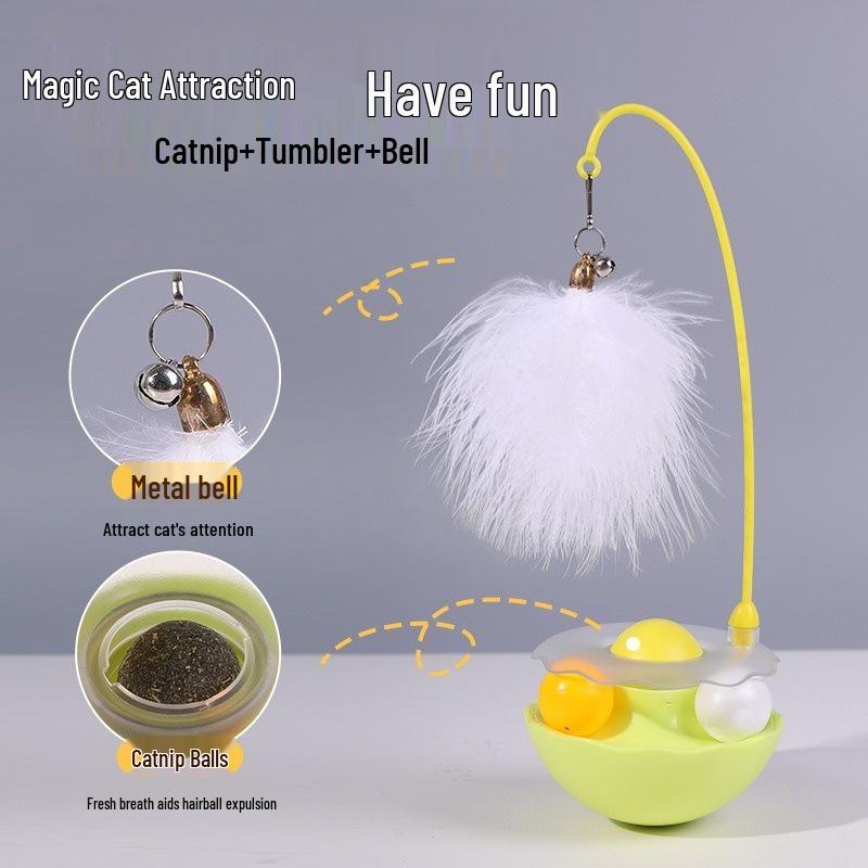 Cat Toy: Self-Amusement Feather Teaser with Mint Ball and Bell for Boredom Relief