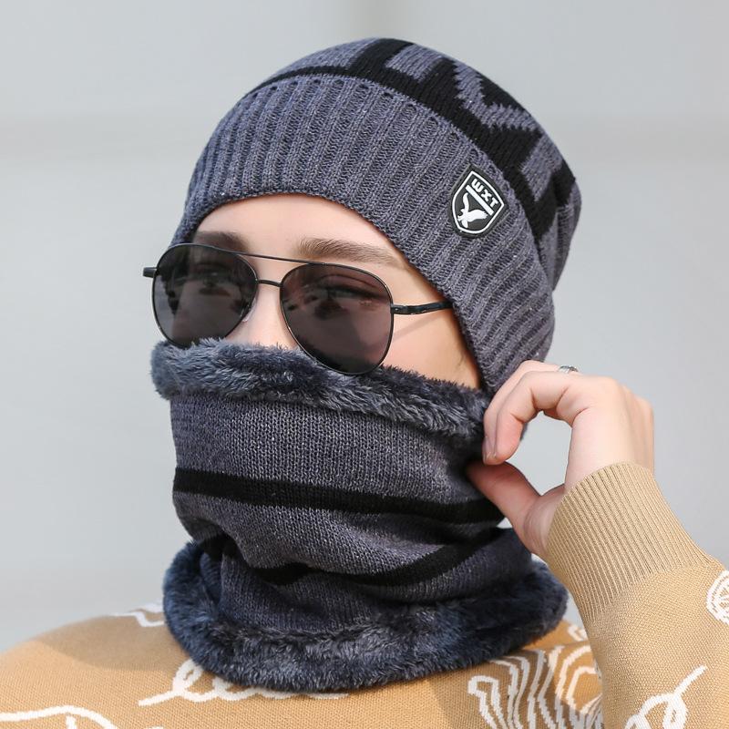

Hat, Winter, Thickened with Fleece, Cold and Warm, Knitted Hat, Men s, 2-piece Set, Woolen Hat, Cold Hat, Hat Scarf Set average size