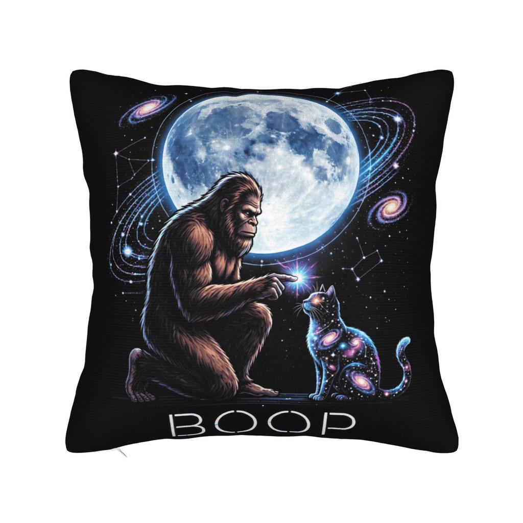 Fun Hand Boop Nose Bigfoot Cat Under Full Moon Night Lovers Pillow Case Comfy Pillow Cover For Wedding Party Trendy Pillowcases