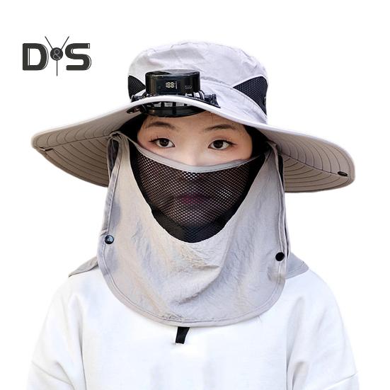 

Кепка с защитой лица и шеи от солнца UPF 50+, защита от ультрафиолета, дышащая, с солнечной батареей, для мужчин, для летней рыбалки и активного отдыха, с широкими полями L бежевый