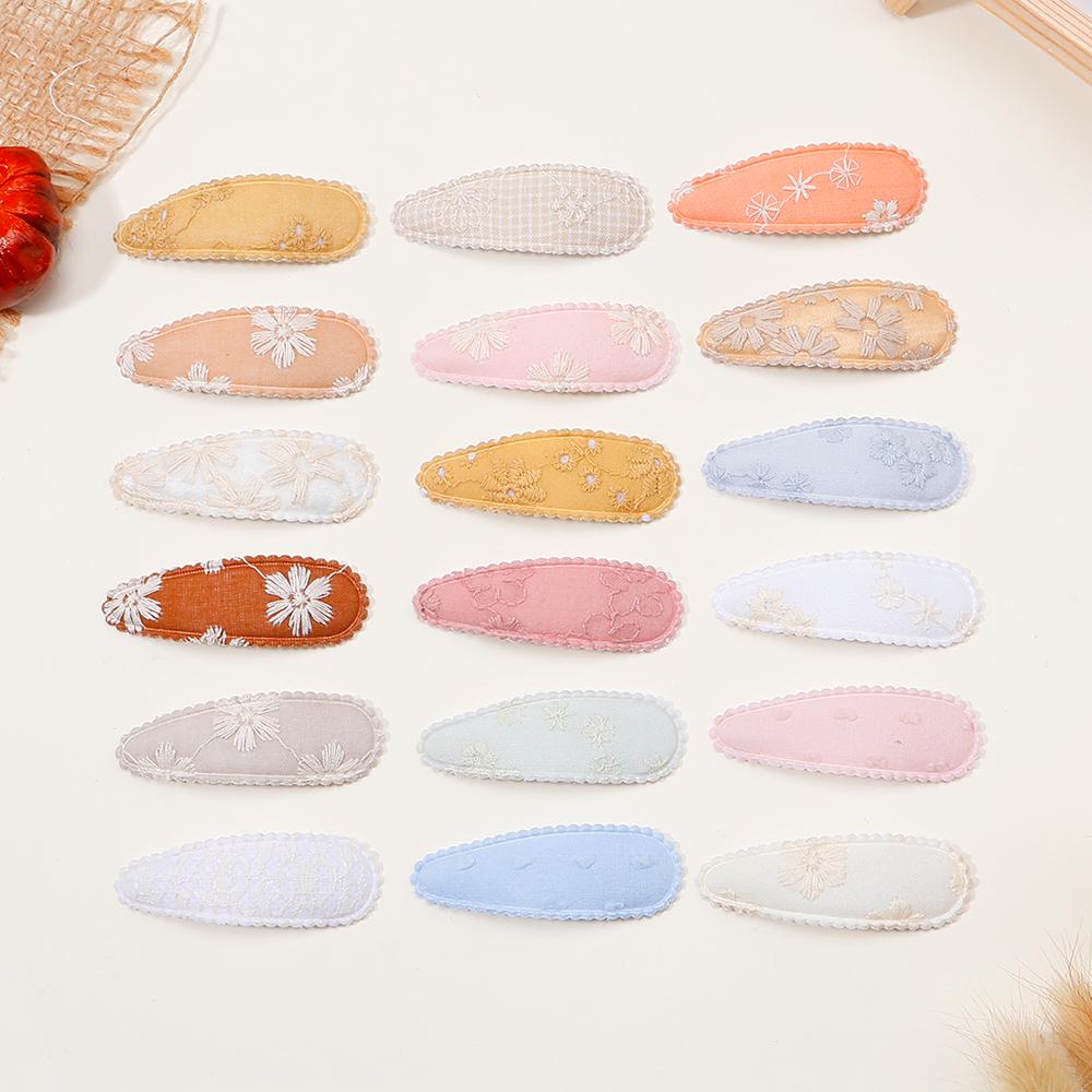 2/4/6Pcs/Set New Print Cotton Alloy Hair Bow Snap Clips Fabric Plaid Hairpins Girl Kid Headwear Baby Hair Accessories