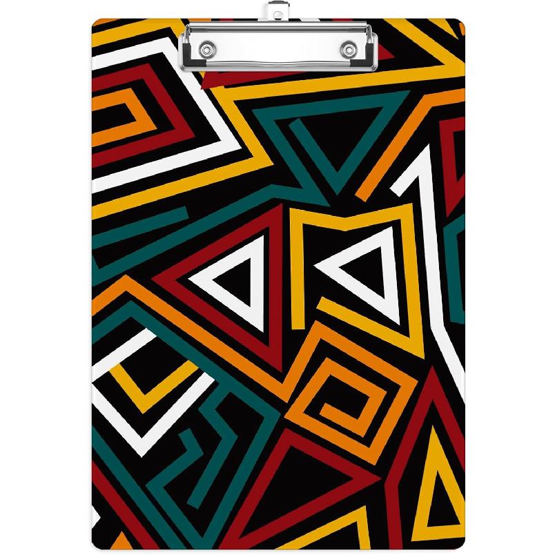 Пластиковый планшет с зажимом, Декоративный планшет с ретро-цветами «Маргаритка», Металлический зажим, Милые пластиковые планшеты, Стандартный размер A4 8,5  x 12,5  для African Geometric