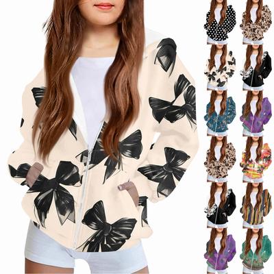 Kinder Mode Bedrucktes Langarm Kapuzensweatshirt Mädchen Hoodie Jacke