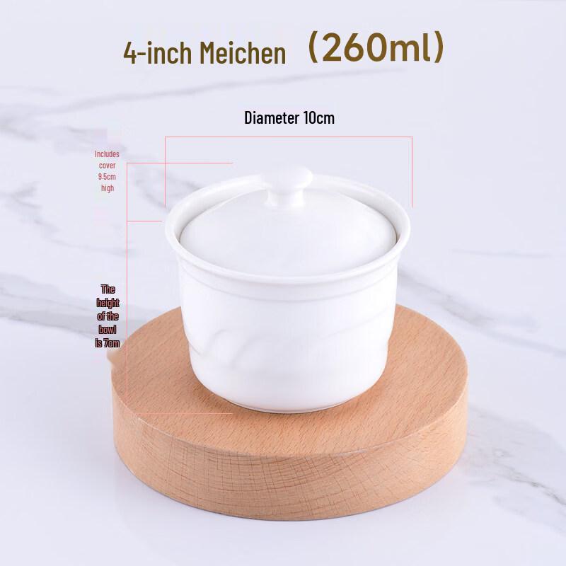 Meichen Pure White Ceramic Double-Boiler Stew Bowls Set