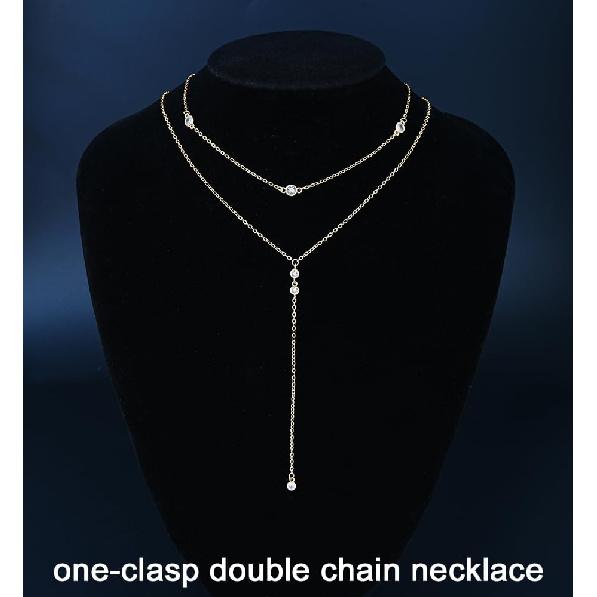 IF YOU Lariat Gold Lange Halsketten für Damen Trendig, Zarte 14K Vergoldete Tropfenkettenhalskette, Mehrlagige Rosenkranz-Perlen Y-Halsketten Schlichte Mode