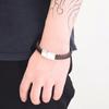 PolishedPlus Customized Men's Bracelet Engraving Names Bangle Stainless Steel Braided Leather Bracelets Dad Father's Day