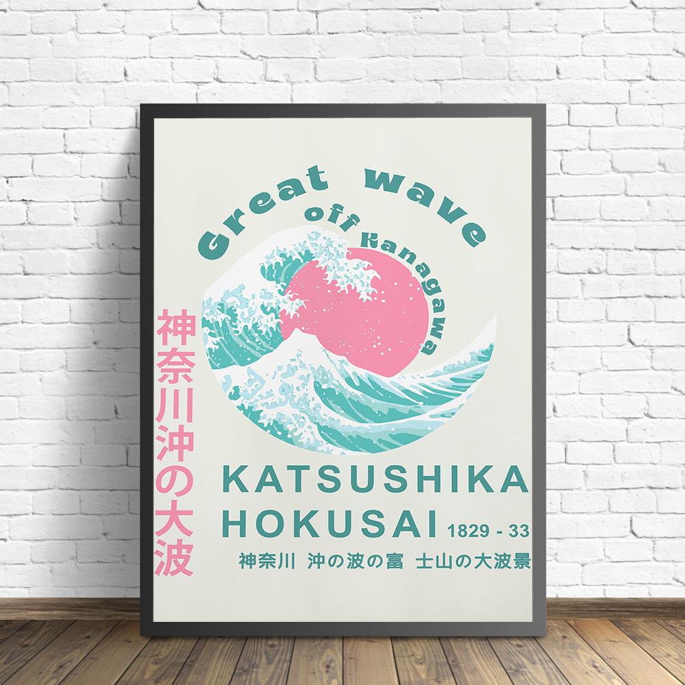 Oryginalny Kanagawa Surfing Katsushika Hokusai Obraz na płótnie Druk i Plakat Obrazy na ścianę do salonu Dekoracja domu Bez ramy