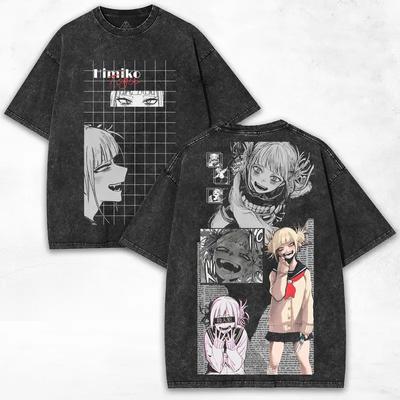 My Hero Academia Toga Himiko Graphic Tshirt Men Women Clothing Short Sleeve Cotton T-shirts Vintage Washed Tee Harajuku T Shirt