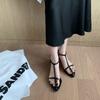 Sheepskin version~ Beautiful thin strap leather pointed flat-soled sandals women wear soft-soled open-toed Roman sandals cool slippers