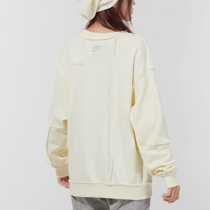 Nike Sweatshirts Women's Beige Crew Neck Moderate Regular DO6960-715
