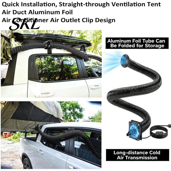 Flexible Car Air Duct Tube Conditioning Ventilation Hose for Back Seat, Portable with Vent Extension For Pets USB Flow Fan, Adjustable Pipe SUV Truck
