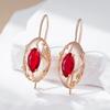 Glänzende Rote Natürliche Zirkon Vintage Hängeohrringe Für Damen Mode Roségoldfarben Hohe Qualität Täglicher Feinschmuck