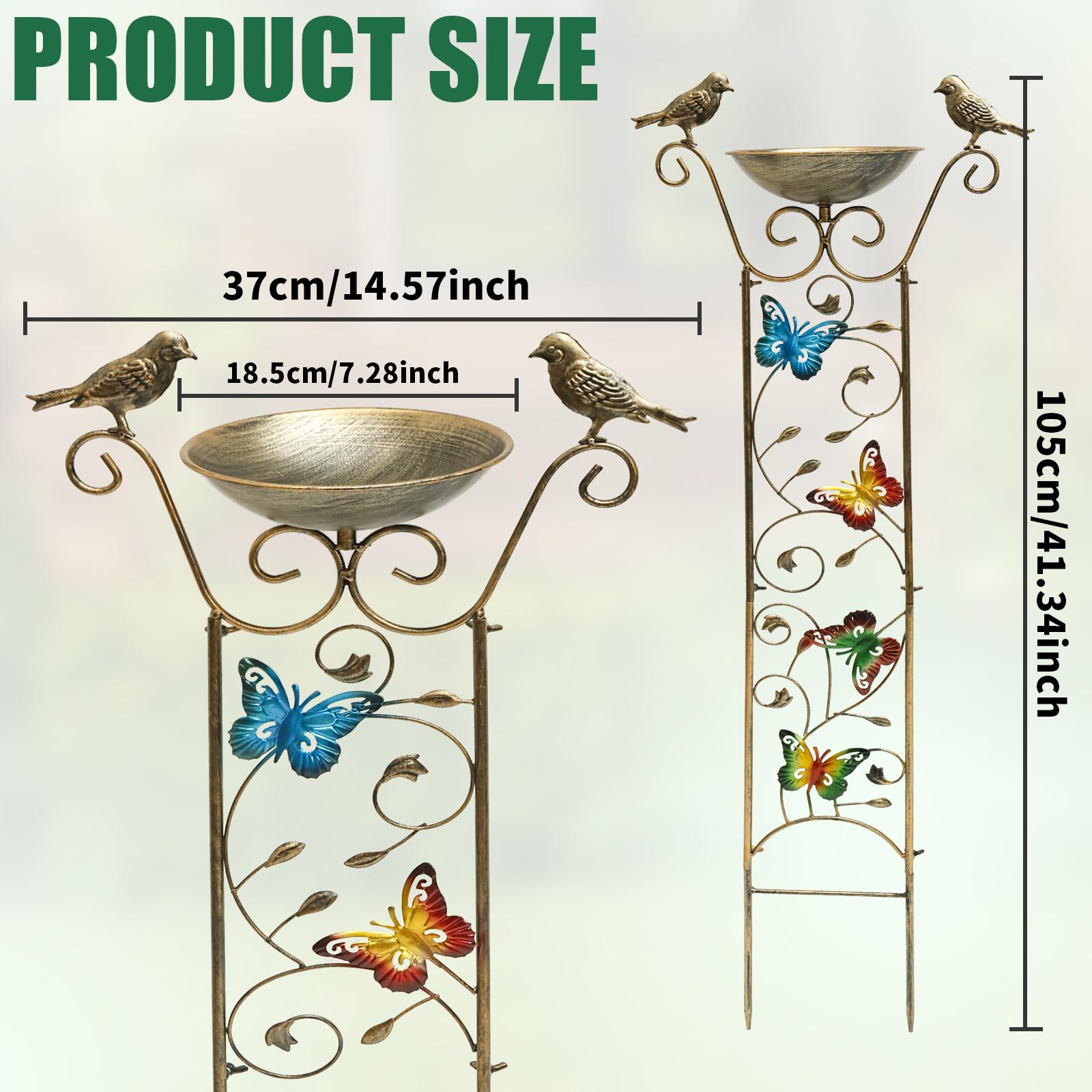 

Garden Trelli Bird Bath Metal Outdoor Bird Bath Feeder Decorative Bird Shower Bowl Potted Plants Support for Climbing Flowers