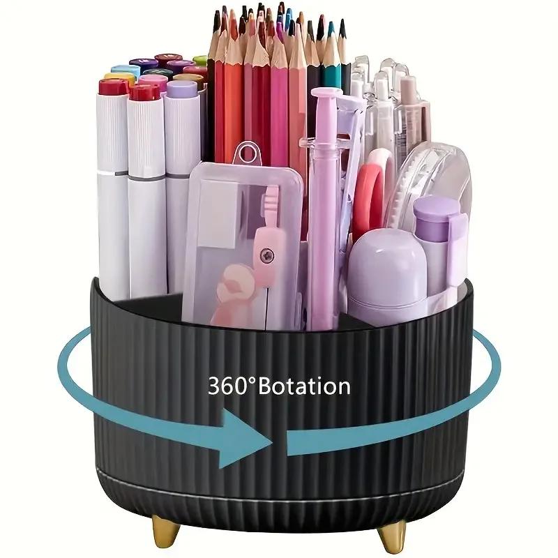 Multi-functional Large-capacity Desktop Rotating Pencil Storage Box Shelf Desktop Pencil Case Pencil Holder Student Supplies