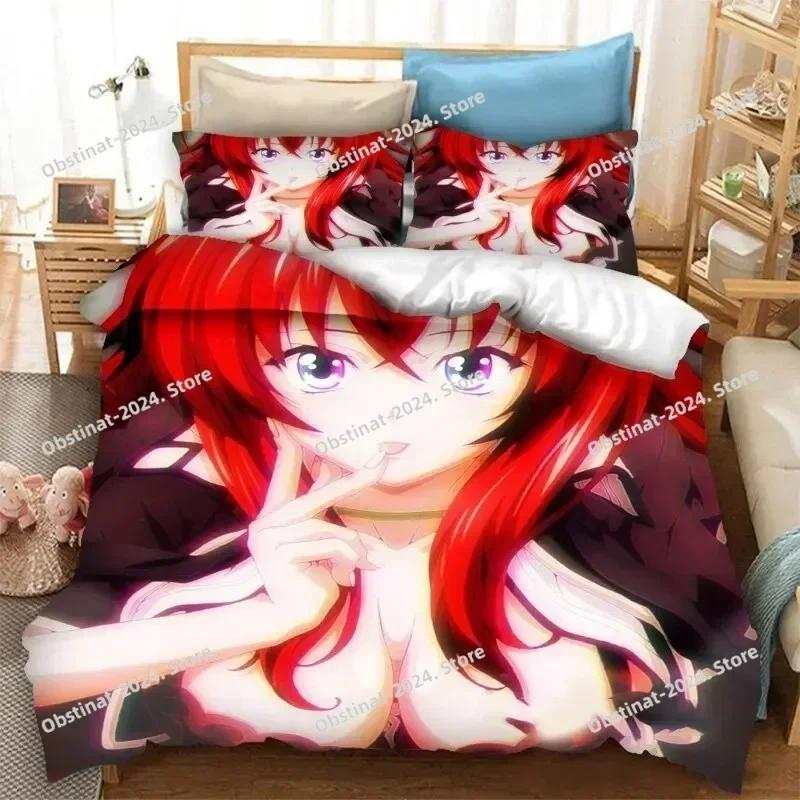 Anime High School DxD Bedding Set Printed Single Comforter Quilt Bed Cover Duvet Cover Pillow Case 3 Pieces Sets Kids Adult Size