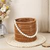 Pearl Handle Woven Flower Basket Versatile Storage Basket Fashion Flower Basket  Fruit Vegetable