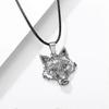 Wolf Necklace, Viking Wolf Head Pendant, Faux Leather Cord, Wolf Jewelry Gift