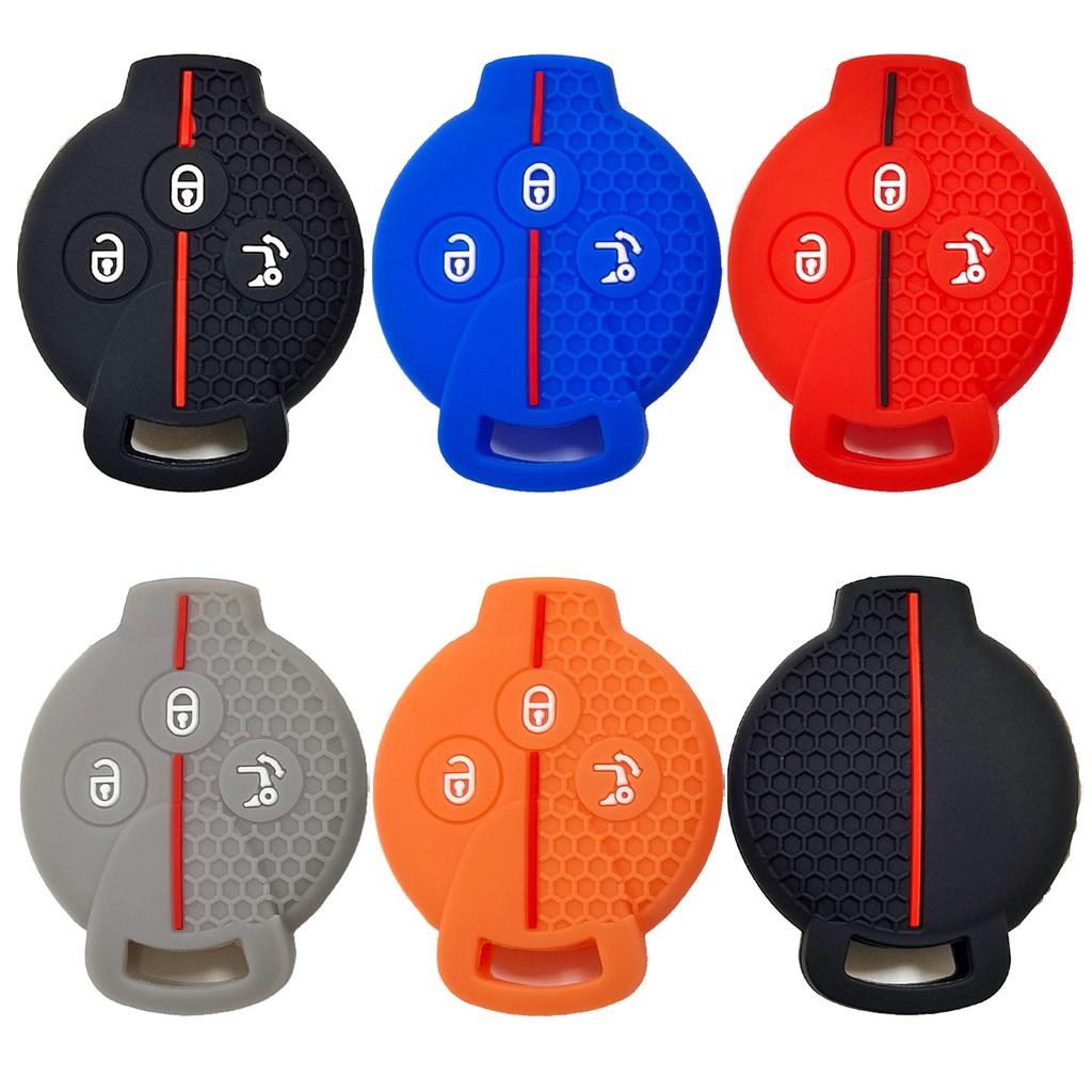 High-quality silicone key bag, suitable for Mercedes-Benz Elf smart key bag, smart fortwo, straight 3 buckle, honeycomb pattern