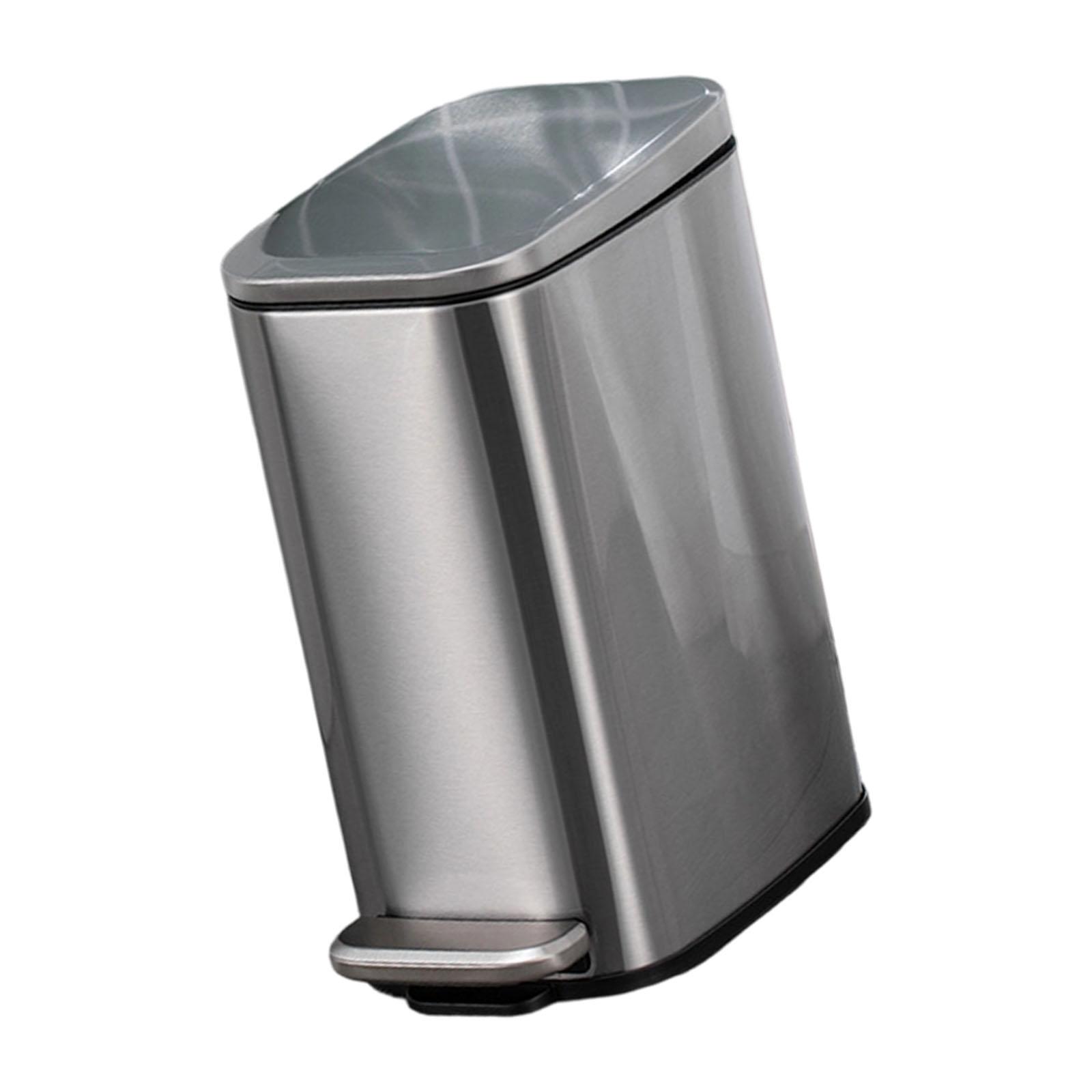 6L Stainless Steel Rectangular Waste Bin with Odor Prevention Cover Slip Resistant Easy to Clean Household Trash Can 1