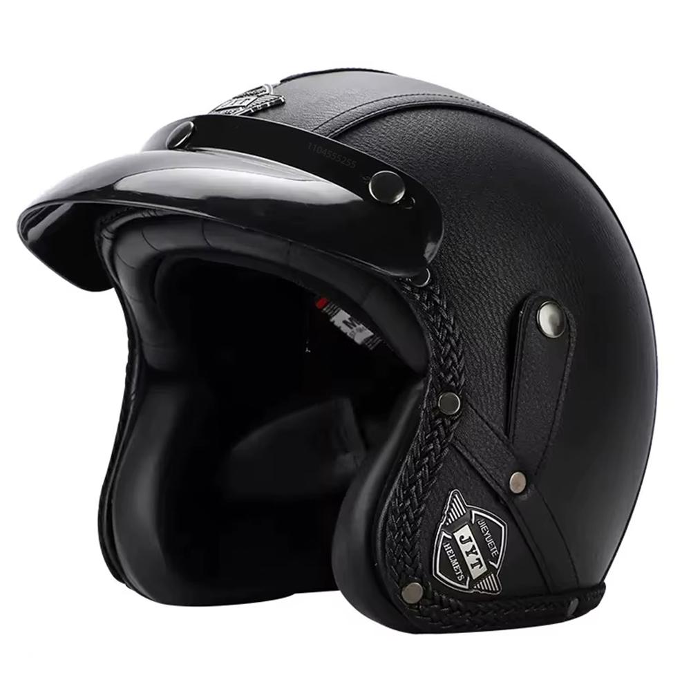 

Ретро Мотоциклетный Шлем Кожа PU Открытый Лицо Чоппер Велосипедные Шлемы Классический Casco Moto Винтажный Capacete De Moto Шлем ECE DOT M