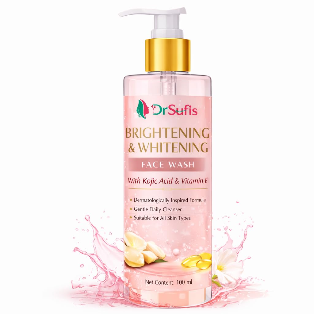 Dr. Sufis Brightening & Whitening Face Wash with Kojic Acid & Vitamin E - Gentle Daily Cleanser for Glowing Skin | Removes Dirt, Oil & Impurities |