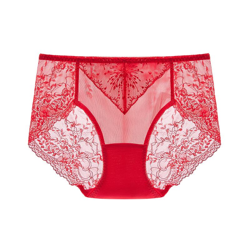 Maniform Women's Lucky Red Lace Mid-Low Waist Briefs