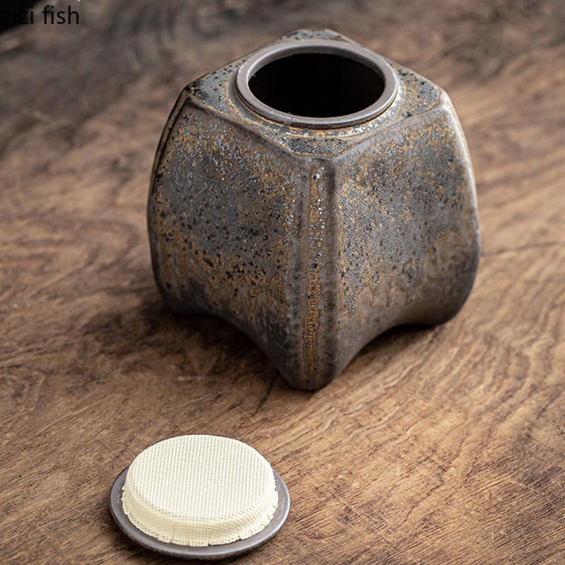 Vintage Stoneware Tea Caddy Ceramic Airtight Jar Storage Tea Cans Tea Box Storage Tank Tea Container Decorative Jar Sugar Bowl