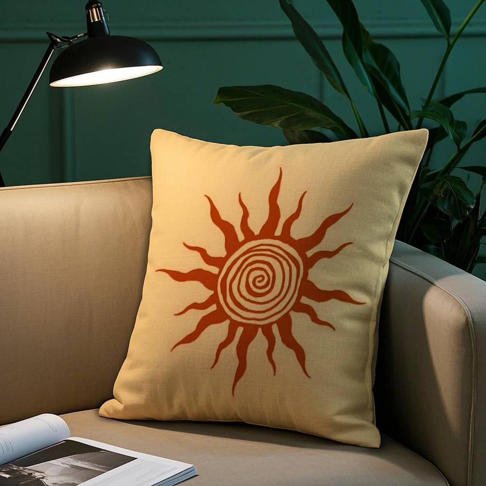 Retro Modern Sonnensonnensitzkissenbezug Kurzer Plüsch Druck Kissenbezug Quadratisch Dekokissenbezüge Sofa Heimdeko