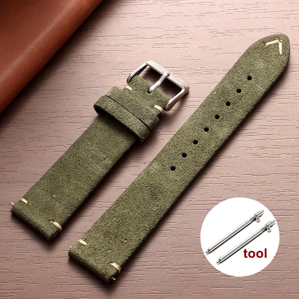 Vintage Soft Suede Leather Straps 14/16/18/20/22mm Watch Band for Omega Quick Release Calfskin Bracelet Men & Women Accessories