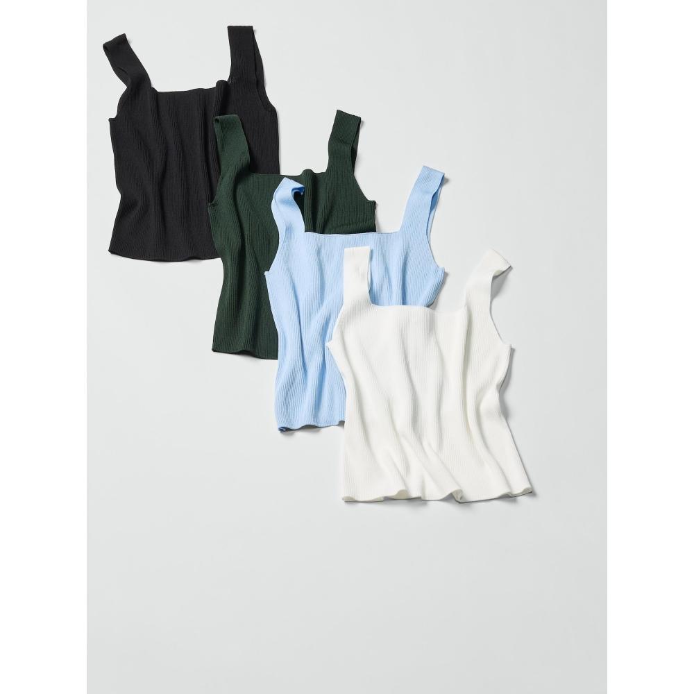 Uniqlo Japan 3d Ribbed Square Neck Sweater Sleeveless