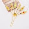 Alloy Peacocks Leaf Hair Stick Hairpieces with Rhinestones Thai Ethnic Hair Ornament Daily Hairstyle Embellishment