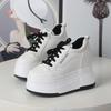 Fashion 12CM Genuine Leather Platform Sneakers Wedge Shoes  Women Breathable Sneakers Autumn Casual Shoes Hidden Heel Zapatillas Mujer