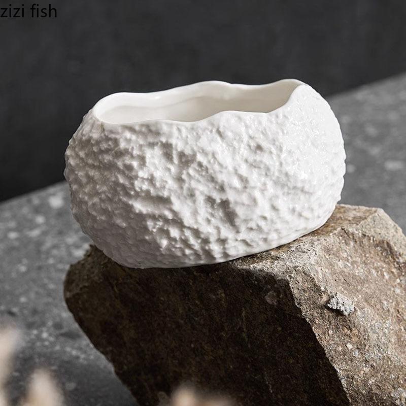 Irregular Rock Texture Ceramic Bowl Dessert Bowl Thick Soup Bowls Steamed Egg Bowls Molecular Cuisine Specialty Tableware